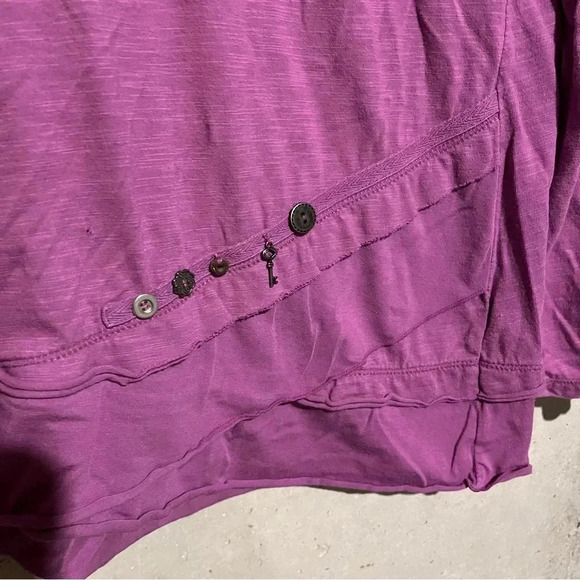 Soft Surroundings Tunic Shirt Womens M Purple V Neck Long Sleeve Charms Buttons - Picture 2 of 9